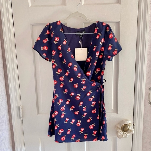 Kittenish Newport Navy Floral Wrap Dress - Picture 2 of 8